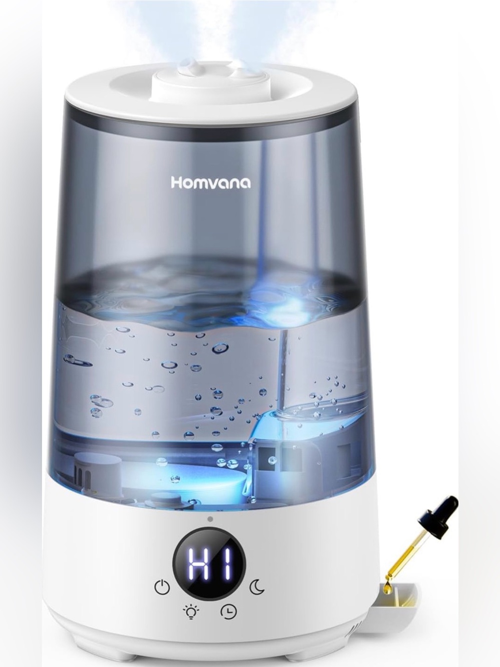 Homvana Top-Fill Cool Mist Humidifiers for Bedroom, Large Room(3.6L,Grey)